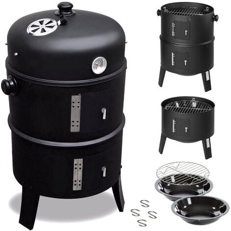 MaxxGarden Barbecue fumoir - Barbecue multifonctions - Grill - Smoker - 40x40x78cm - Noir
