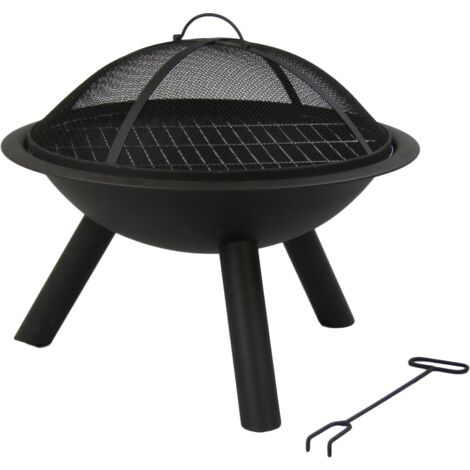 MaxxGarden Brasero d'Extérieur - Panier à Feu - Charbon de Bois - 56 x 56 x 58 cm - Acier - Noir