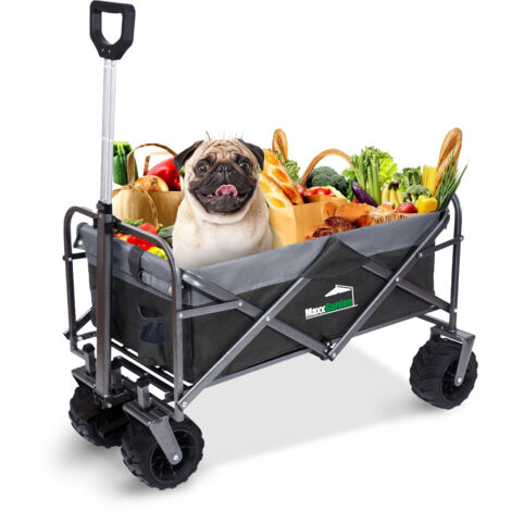 MaxxGarden - Carro plegable 90x50x55 cm - neumáticos macizos - todoterreno, carro de mano, remolque plegable, carro de playa, carro de jardín, exterior