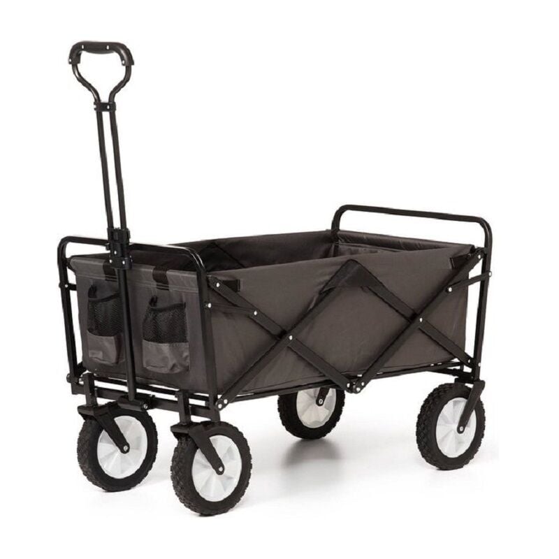 Chariot à bras pliable - Charrette à bras - Pneus pleins - Gris/Noir - 98x53x64 cm - Maxxgarden