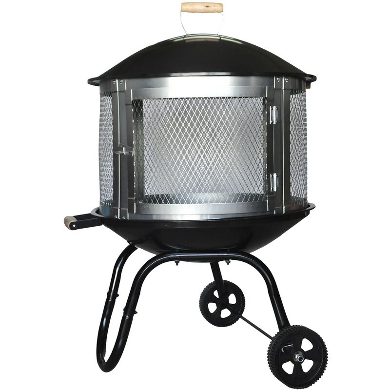 Maxxgarden - Brasero Acropolis Ø70x100 cm - Cheminée de jardin - Cheminée d'extérieur - Poêle de jardin au bois - Noir