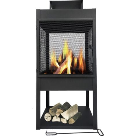 Feuerstelle - Terassenkamine - Mit Funkenschutz - mit Holzspeicher - Schwarz - MaxxGarden