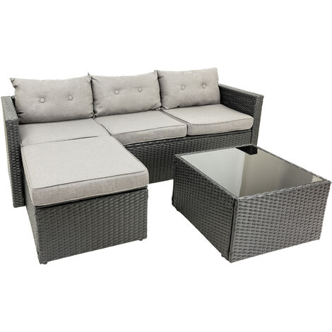 MaxxGarden Gartenmöbel-Set - Lounge set - Loungemöbel set Terrasse - Terrassenmöbel - Balkon - Garten - Pool - 4 Personen - Polyethylen -139x69x62 cm - Schwarz