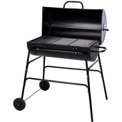 MAXXGARDEN Holzkohlegrill mit Deckel - Kugelgrill und Grill Holzkohle - Kohlegrill Barbecue - 90x90cm - BBQ Camping Grill + Zubehör - Schwarz