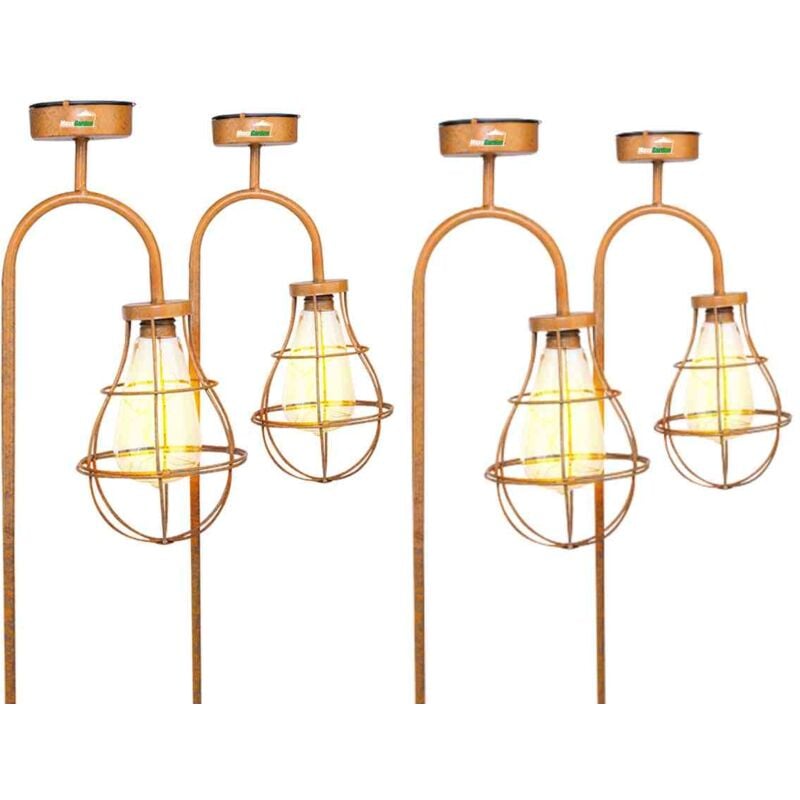 Lampe de jardin - Lampe solaire stable 17x90cm - 4 pièces - Rouille - Maxxgarden