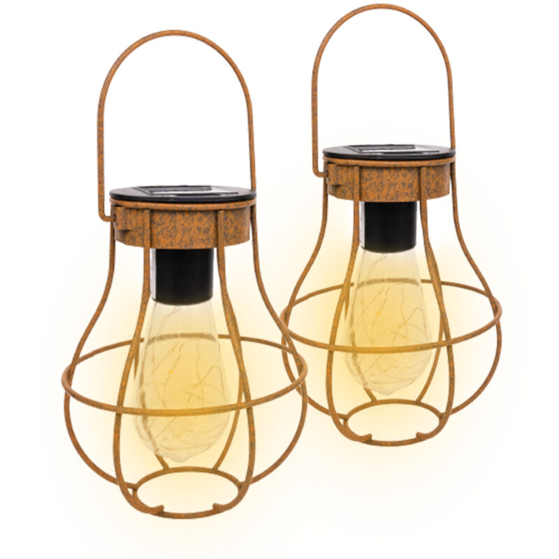 Clairage solaire de jardin - lot de 4 - Éclairage solaire de jardin - Éclairage d'extérieur à led avec capteur - Couleur rouille - Maxxgarden