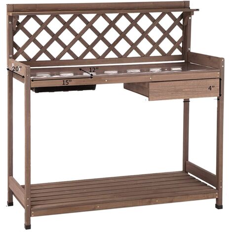 MaxxGarden Mesa de Jardinería de Madera. Para Semillas con Mesa de Trabajo para Jardinería – 110 x 50 x 114 cm