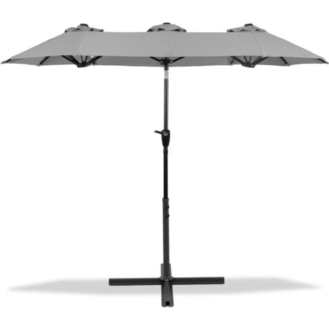 MaxxGarden Ombrellone Doppio – Parasole Grande 300 x 150 m – Ombrellone da Giardino con Manovella Manuale – Impermeabile e con Protezione Solare – Per Terrazza e Spiaggia – Colore Grigio