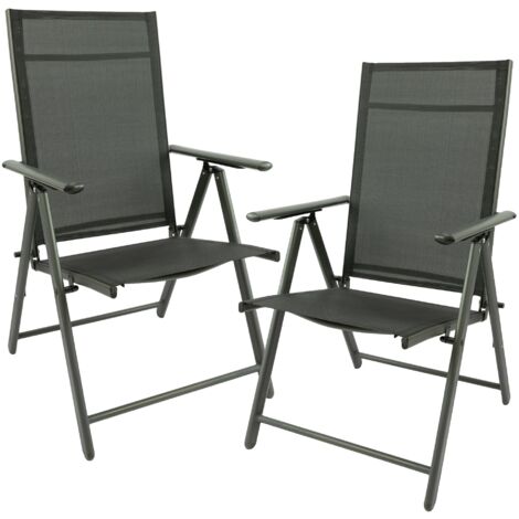 MaxxGarden Outdoor Gartenstuhl 2er Set - Klappstuhl - Campingstuhl - Gartenmöbel - Relaxliege Garten - Verstellbare Rückenlehne - Silber/Schwarz