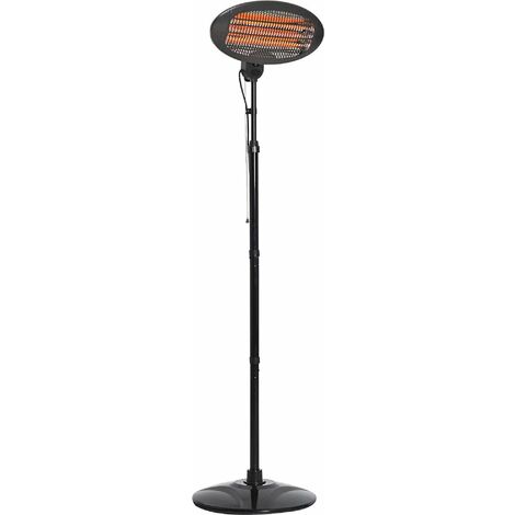 MaxxGarden Parasol Chauffant Électrique 2000W - Chauffage de Terrasse 3 Niveaux de Chaleur - Hauteur et Tête de Chauffe Réglables - Noir