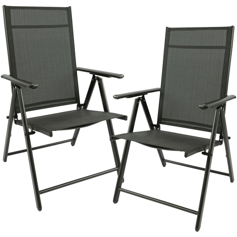 Lot de 2 chaises de jardin pliantes - Ultra Légère - Noir - black - Maxxgarden