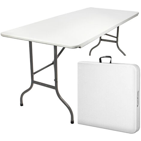 MaxxGarden Table pliante, Table de camping aspect rotin, 4 Convives, Poignée incluse, 180x75cm