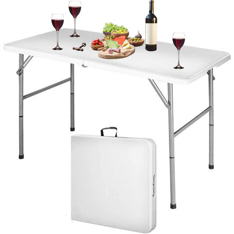 MaxxGarden Table de Camping Pliante 120x60x74 cm - avec poignée de Transport - Table Pliante idéale comme Table de Camping - Table de Jardin - Table de bière - Blanc