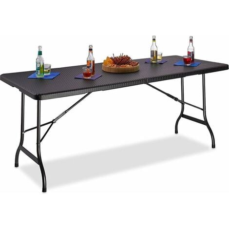 MaxxGarden Table de Camping Pliante 180x70x74 cm - avec poignée de Transport - Table Pliante idéale comme Table de Camping - Table de Jardin - Table de bière - Noir - Black