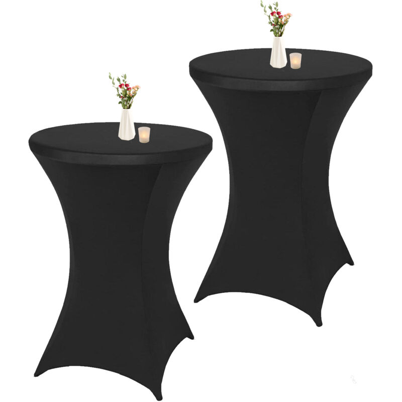 Maxxgarden - Table debout - 2 pièces incl. housse - Table pliante de réception Incl. 2x jupe de table haute noire - ø80 x 115cm - Blanc