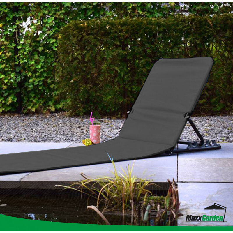 Tapis de plage pliable - Lot de 2 - Chaise de plage réglable - Noir - Maxxgarden