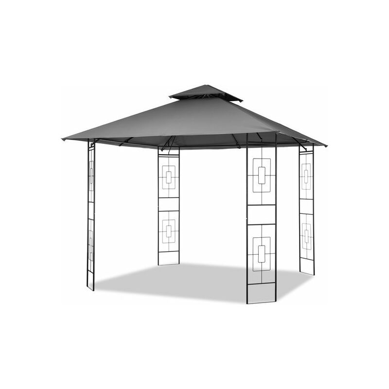Pavillon de jardin 3x3m - Pavillon pergola en métal avec auvents latéraux - Anthracite - Anthracite - Maxxgarden