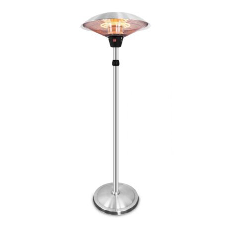 MaxxGarden Terrassenheizer Ø59x207 cm - 2.100W - Heizstrahler Für Die Terrasse - Moderne Gas-Terrassenheizung - Terrassenheizstrahler für Outdoor - Lounge Terrassenheizer - Silber