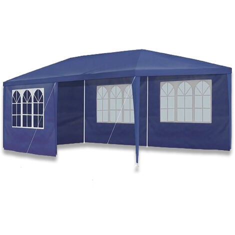Outsunny Tonnelle Tente de Réception Pliante Pavillon Chapiteau Barnum 3 X  6 M Bleu Cote Demontables 