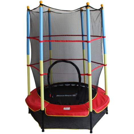 MaxxGarden Trampolino da Interno per Bambini, 140 cm, con Pali Imbottiti e Coperture per Bordi