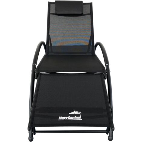 MaxxGarden Tumbona De Tierra - Cama de jardín - Uso para la Playa, el Camping, el balcón, etc. 125 kg de Carga útil, Cama Exterior - Color: Negro