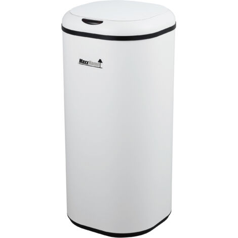 MaxxHome - Cubo de basura, con sensor automático de apertura y cierre (acero inoxidable, 30 L, 29 x 29 x 61,5 cm)