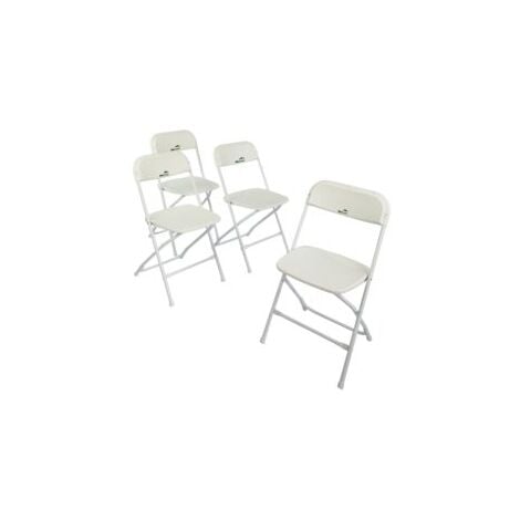 MaxxHome Ensemble de chaises pliantes - 4 x chaises pliantes - chaise de camping - mobilier de terrasse - 80 x 40 x 44 cm - 3Kg - Blanc