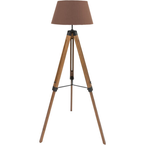 COCHIN T - Lampadaire trépied bois foncé et jaune