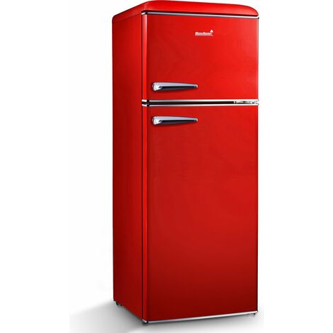 MaxxHome Réfrigérateur - Design Rétro - 215 L - 144 x 55 x 58 cm - Rouge - Red