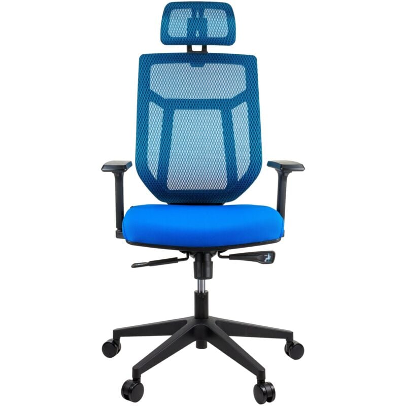 Senior Executive Luxe Chaise de Bureau Ergonomique - Réglable - Revêtement en Maille - Haut de Gamme - Bleu - Maxxhome