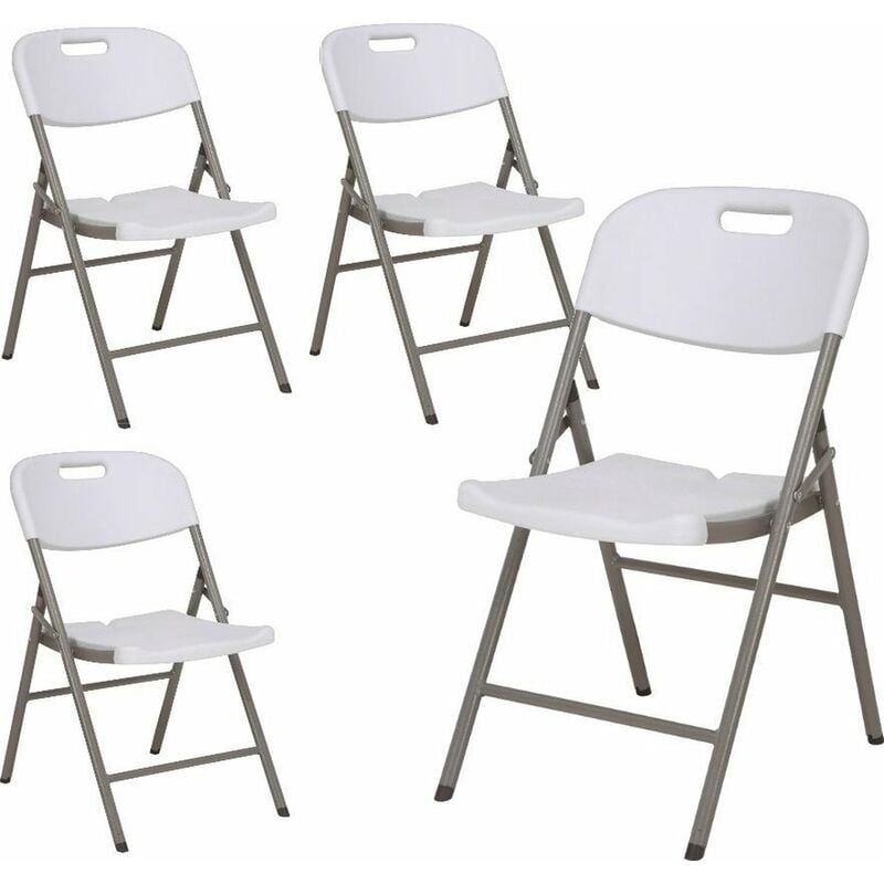 MaxxHome set de chaises pliantes - 4 chaises xtu pliables - Chaise de camping - Meuble de terrasse - 82 x 44 x 58 cm - Blanc - 4 pièces - white