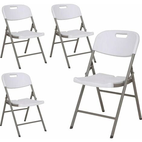 MAXXGARDEN MaxxHome set de chaises pliantes - 4 chaises xtu pliables - Chaise de camping - Meuble de terrasse - 82 x 44 x 58 cm - Blanc - 4 pièces