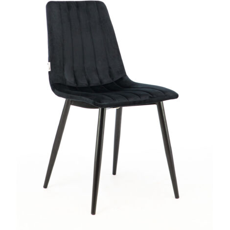 MaxxHome Silla de Comedor Terciopelo/Tela - Negro - juego de 2