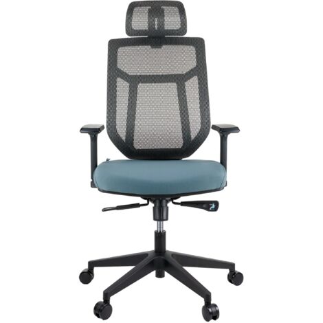 MaxxHome Silla de oficina ergonómica con soporte lumbar, reposacabezas ajustable, reposabrazos y respaldo. Silla cómoda con respaldo alto, color: Gris