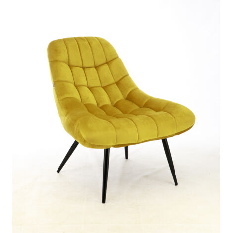 MaxxHome Sillón lounge - Sillón lounge cómodo con funda de terciopelo - Silla para descansar - Ideal para sala de estar, oficina, dormitorio - Jengibre