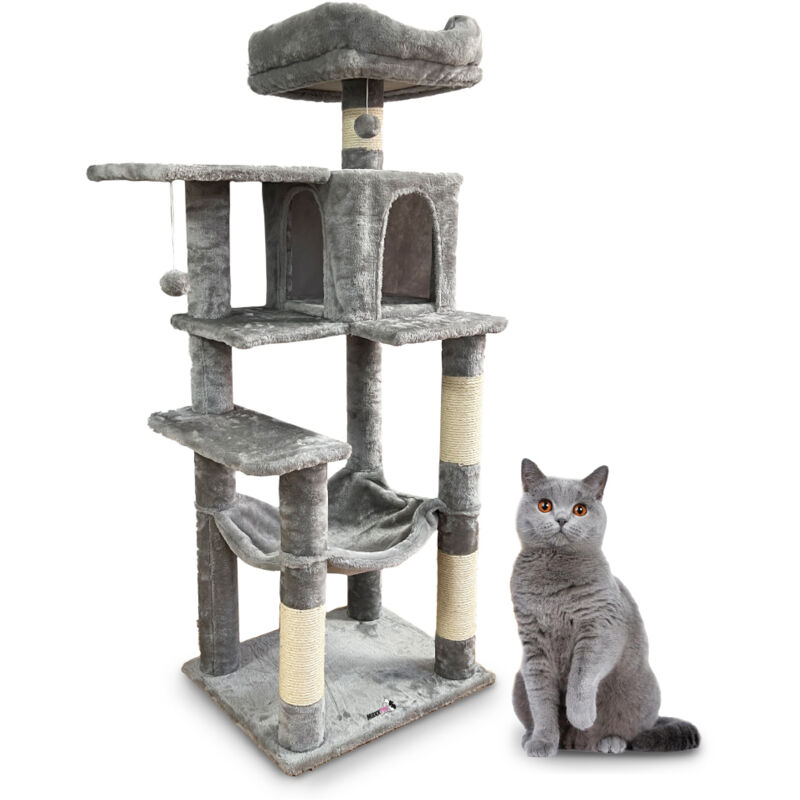 Arbre à Gratter Sam - Arbre à Chat - Arbre de Grimpe - Hamac - 61x50x157cm - Anthracite - Maxxpet