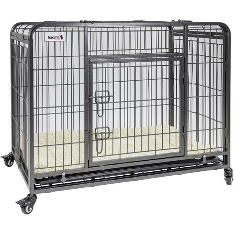 MaxxPet Cage pliante pour chien 79x48x61 cm - Boîte pour Chien à roulettes - Panier de Transport pour Chien - Avec plaid - Utilisable à L'intérieur et à L'extérieur - Grey