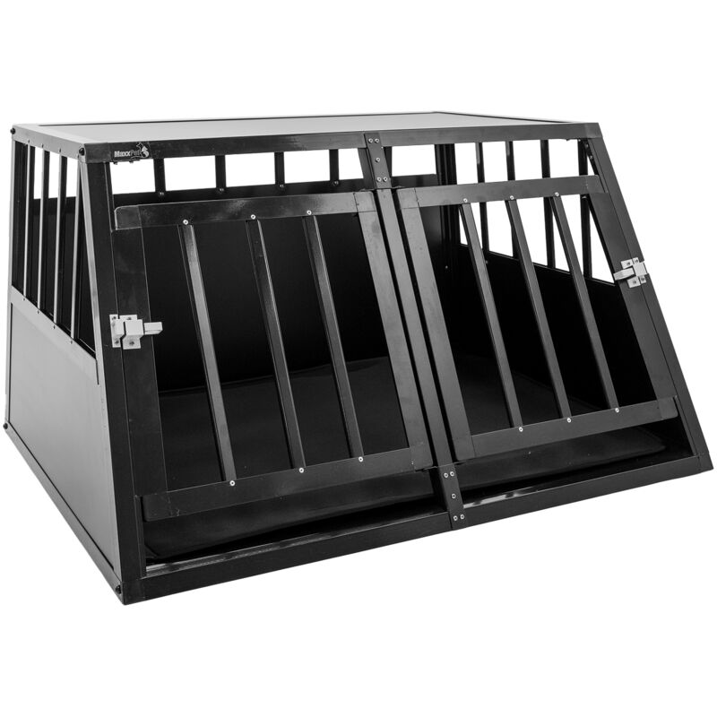 Maxxpet - Cage Pour Chien - Caisse De Transport Pour Chien Pliable - 2 Portes - Cage Chien Voiture En aluminium Pro - Pour Chien Et Chat - 89x69x50