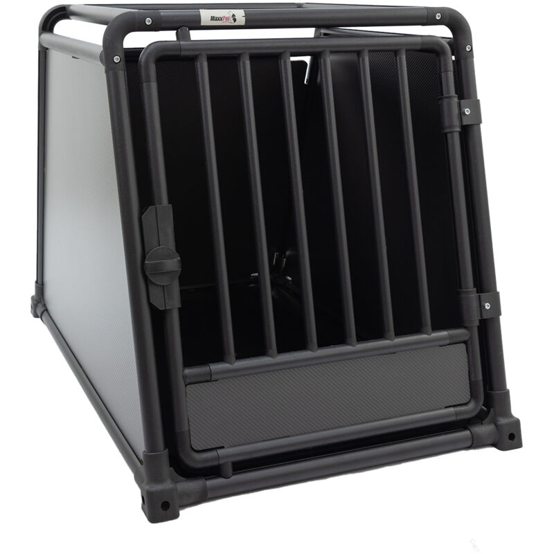 Maxxpet - Cage pour Chien 65x92x70 cm – Caisse De Transport pour Chien Pliable – 1 Porte – Cage Chien Voiture en Aluminium Pro – pour Chien Et Chat –