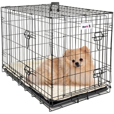 PAWHUT Cage caisse de transport pliante pour chien en métal noir 106 x 71 x  76 cm matelas fourni pas cher 