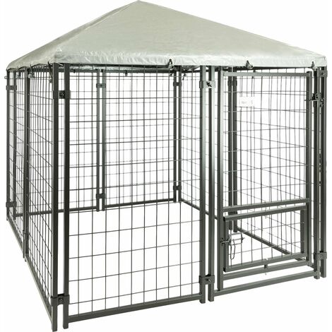 MaxxPet Cage pour chien - Chenil avec Toiture - Protection Solaire - 140 x 140 x 140cm - Noir
