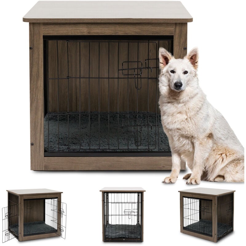 Maxxpet - Cage pour chien en bois - 69x51x60 cm - Banc pour chien - Cage pour chien pour la maison - Niche pour chien - Maison pour chien - Marron