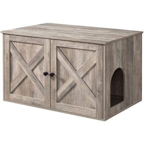 MaxxPet Cama Gato - Casa De Madera Para Gatos - Casa Gatos Exterior e Interior - Banco De Gatos - Cama Para Gatos - Gabinete Para Gatos Para Baño Para Gatos - 80x53x50 cm - Marfil Marrón