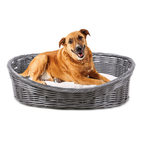 MaxxPet Cama para perros, cesta redonda con cojín, cesta para perros y gatos, antracita, 63 x 50 x 21 cm