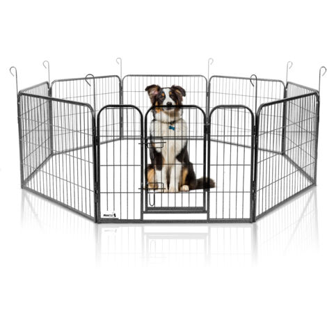 MaxxPet Enclos pour chien 80x80 cm - Modulaire - 8 panneaux - Parc pour chiots - Chenil pour chiens - Puppy Run - Noir
