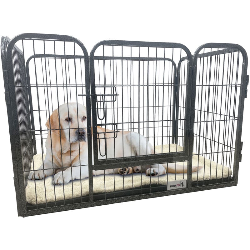 Maxxpet - enclos pour chiots 107x71x73 cm - Avec plaque de base - Avec plaid - Cage pour chien - Chenil pour chiots - Parc pour chiens - Noir - Noir