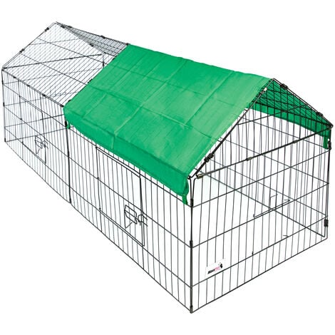 MaxxPet Enclos pour petits animaux 180x75x75 cm - Enclos lapin métal extérieur - Cage pour lapin et poulet - Toit amovible - Avec couverture - Protection UV inclus - Grey