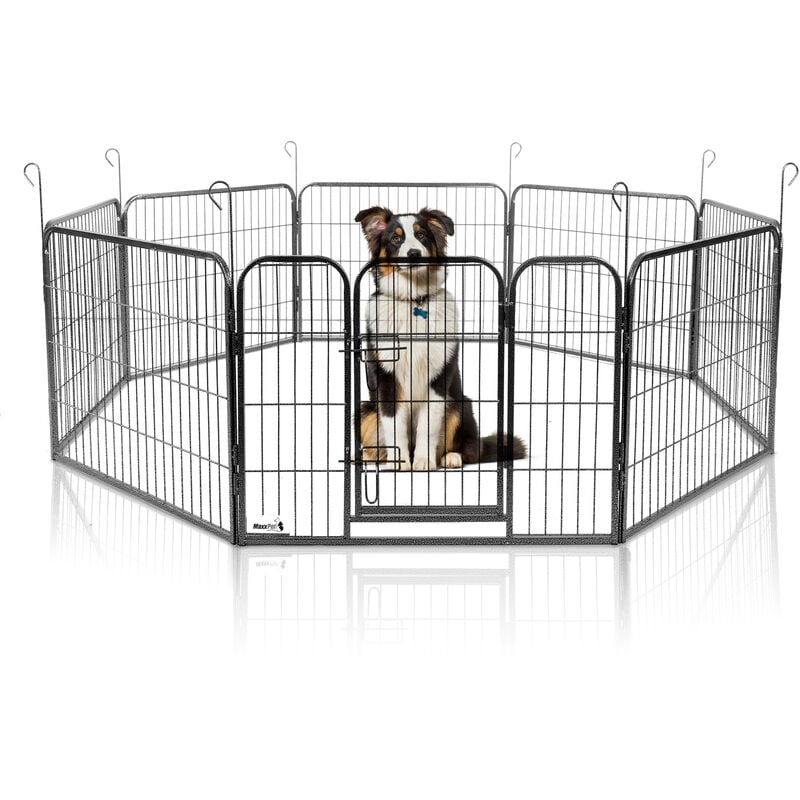 Maxxpet - Enclos pour chien 80x60 cm - Modulaire - 8 panneaux - Parc pour chiots - Chenil pour chiens - Puppy Run - Noir