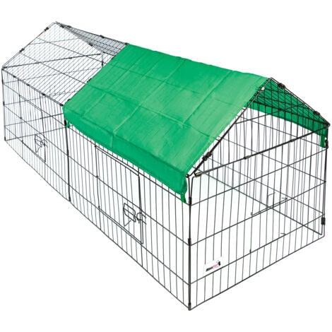 MaxxPet Freigehege mit Abdeckung 180x50x75cm - Kaninchengehege - Kaninchengehege mit Sonnenschirm - Nagetierkäfig - Tiergehege - Kleintiergehege