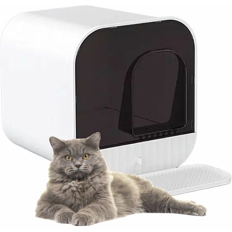 MaxxPet Katzenklo mit Deckel 43x42x40cm - Katzentoilette Inkl. Schublade & Katzenstreu Matte - Cat Litter Box - Katzentoiletten & Zubehör - Katzen Klo - Cat Toilet - Weiß - White